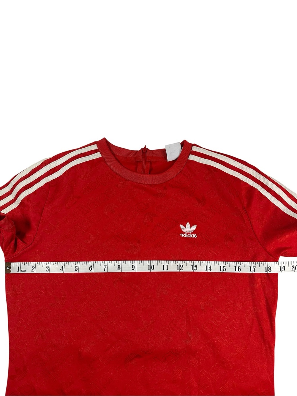 Adidas Red Jacquard Short Sleeve Bodysuit Size Large - Picture 9 of 15